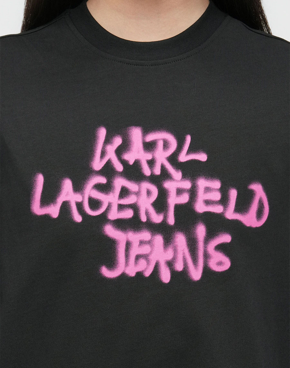 Karl Lagerfeld Jeans Klj Graffiti Tee Dress B1W13043-999 Black Γυναικεία ρούχα φορέματα Politikos Shop Πολιτικός