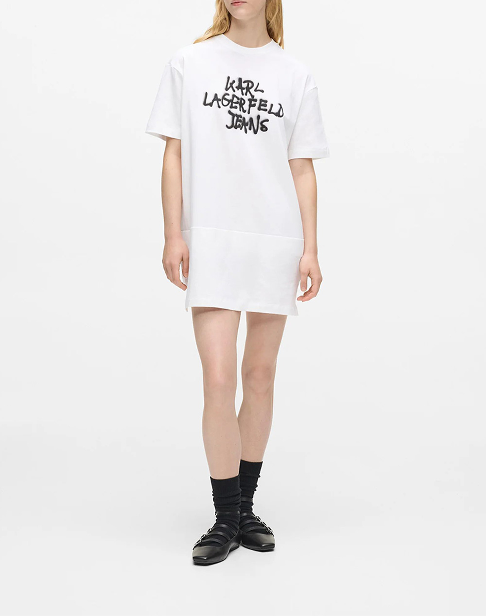 KARL LAGERFELD JEANS KLJ GRAFFITI TEE DRESS B1W13043-100 White