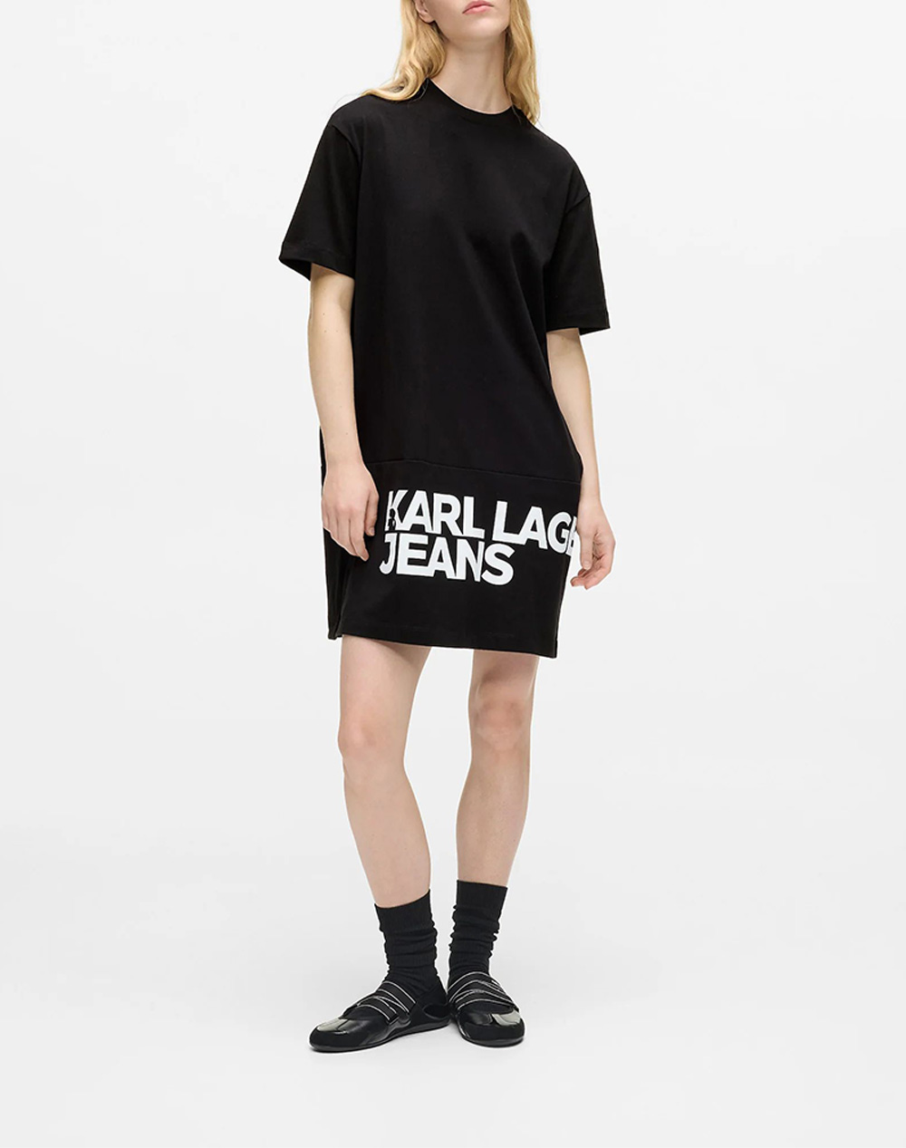 Karl Lagerfeld Jeans Klj Logo Tee Dress B1W13054-999 Black Γυναικεία ρούχα φορέματα Politikos Shop Πολιτικός