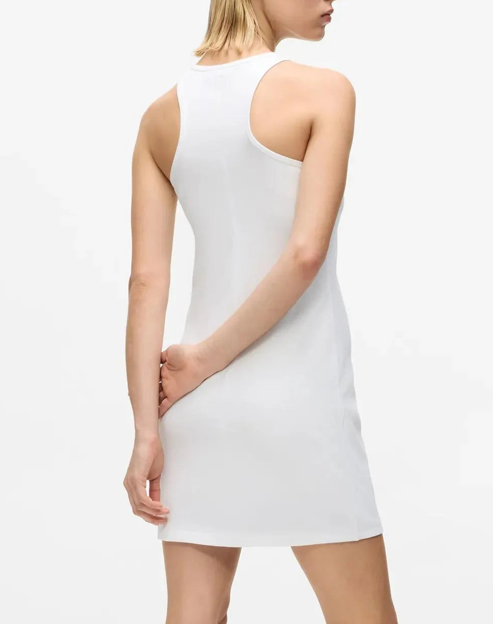 KARL LAGERFELD JEANS KLJ RIBBED LOGO DRESS B2W13046-100 White