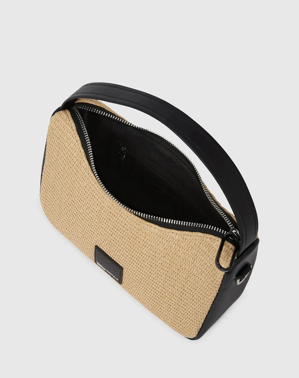 Karl Lagerfeld Jeans Klj Box Logo Raffia Mini Hobo B2W30115-106 Biege Γυναικεία αξεσουάρ τσάντες Politikos Shop Πολιτικός