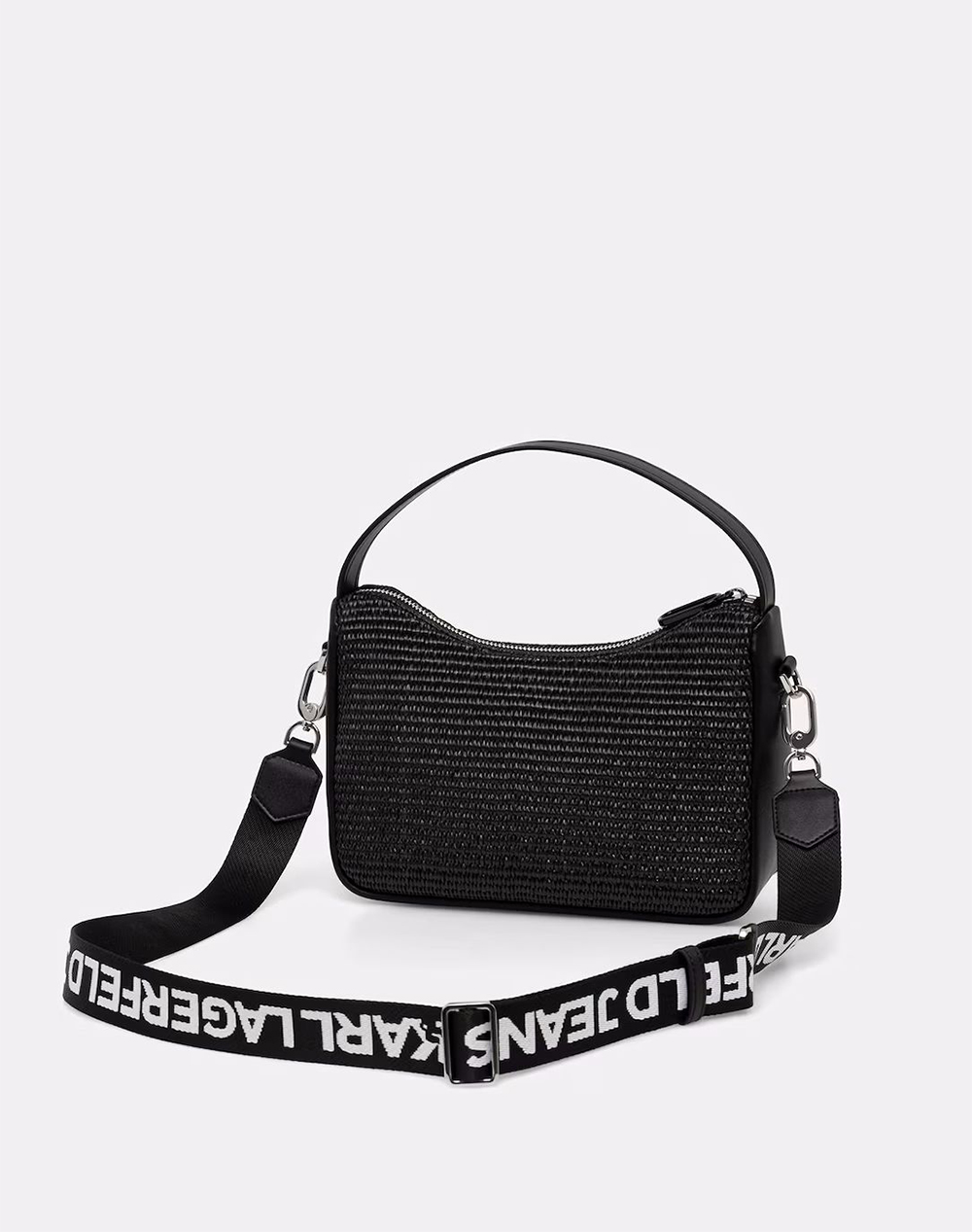 KARL LAGERFELD JEANS KLJ BOX LOGO RAFFIA MINI HOBO B2W30115-999 Black