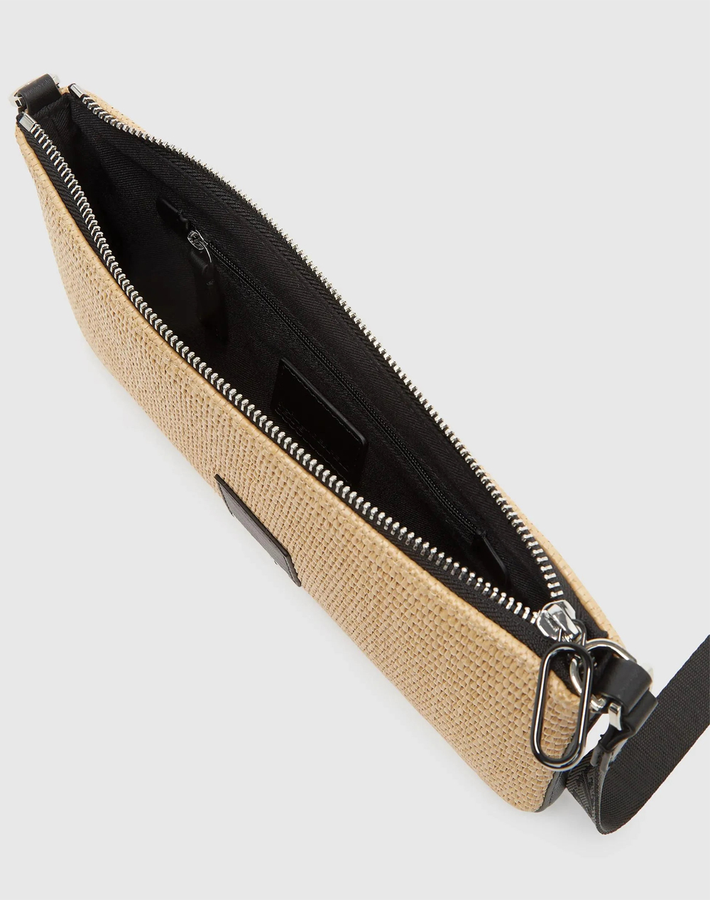 Karl Lagerfeld Jeans Klj Box Logo Raffia Pouch B2W30213-106 Biege Γυναικεία αξεσουάρ τσάντες Politikos Shop Πολιτικός