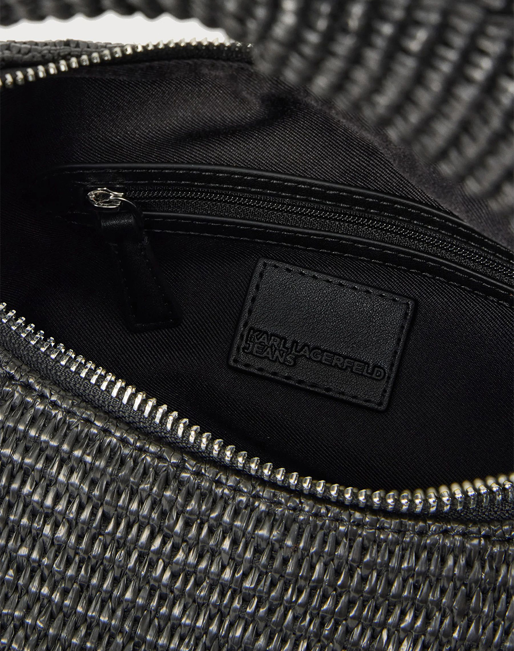 Karl Lagerfeld Jeans Klj Box Logo Raffia Hobo B2W30116-999 Black Γυναικεία αξεσουάρ τσάντες Politikos Shop Πολιτικός