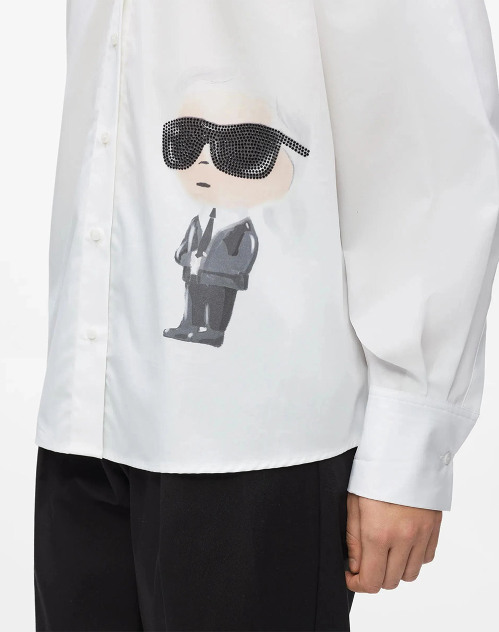Karl Lagerfeld Ikon Aquarelle Shirt B2W11001-100 White Γυναικεία ρούχα πουκάμισα Politikos Shop Πολιτικός