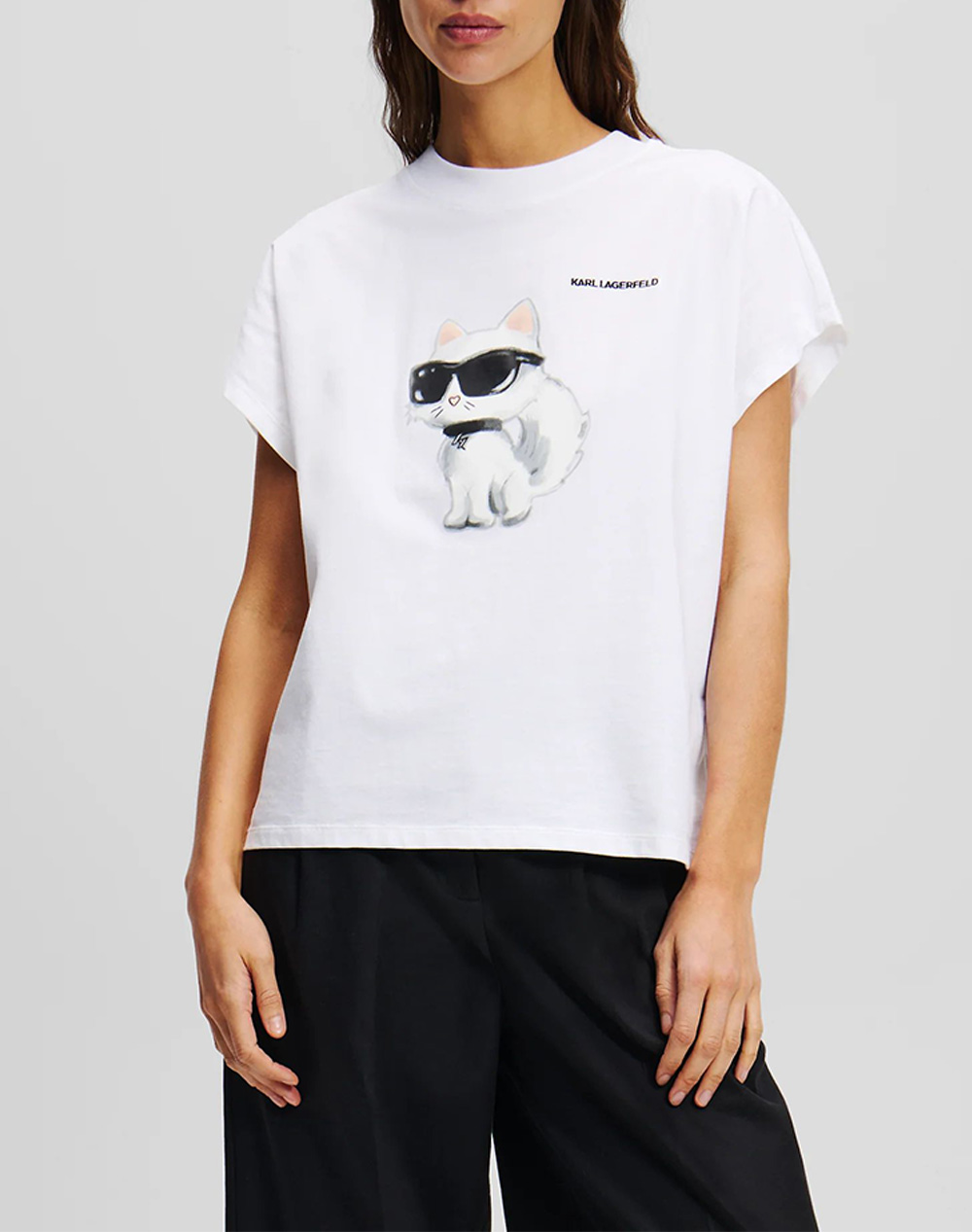 KARL LAGERFELD IKON AQUARELLE C LOOSE T-SHIRT A2W17115-100 White