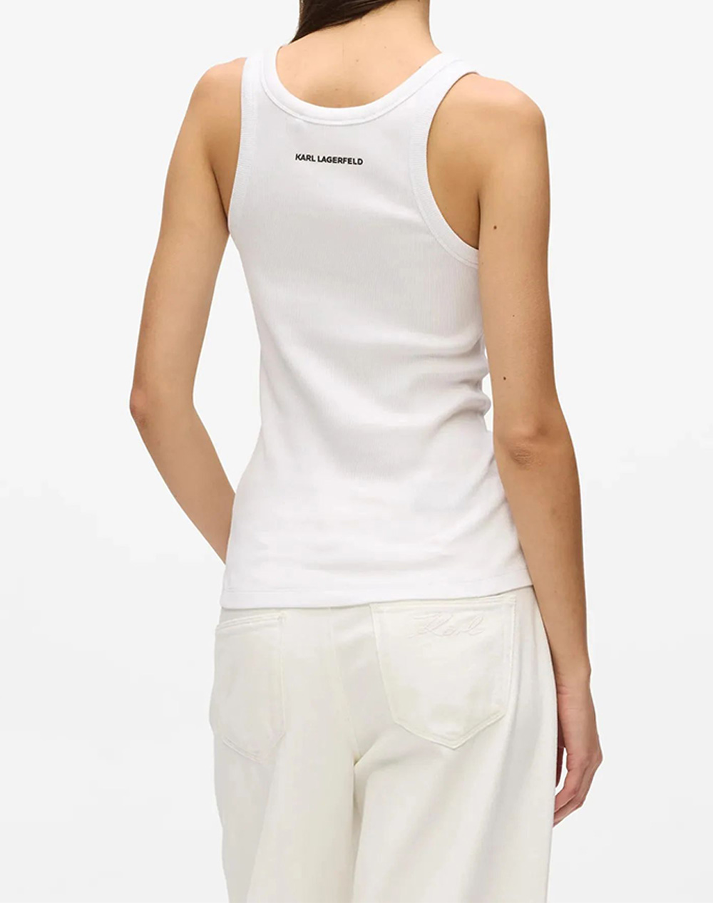 KARL LAGERFELD JEANS IKON RIBBED TANK TOP B2W17099-100 White