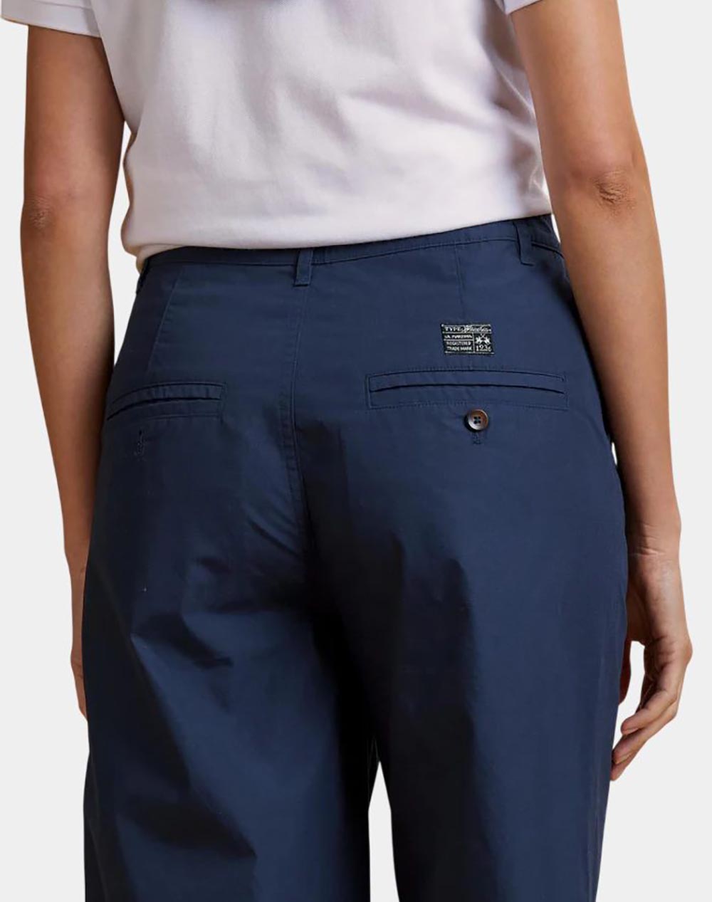 La Martina Παντελόνι Woman Wide Leg Pants Hd Poplin 3Lmwct002-07017 Navyblue Γυναικεία ρούχα παντελόνια Chinos Politikos Shop Πολιτικός