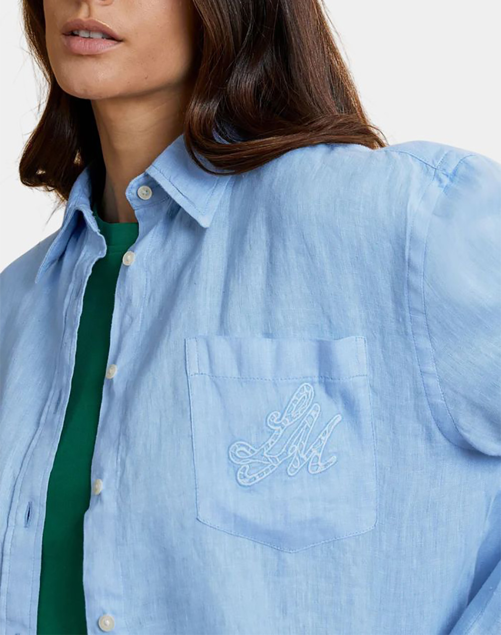 La Martina Πουκαμισο Μμ Woman Shirt L S Linen 3Lmwcc007-07020 Lightblue Γυναικεία ρούχα πουκάμισα Politikos Shop Πολιτικός
