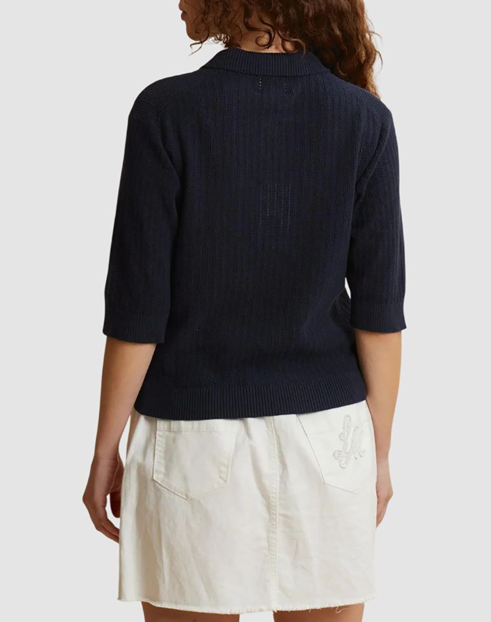 LA MARTINA LA MARTINA ΜΠΛΟΥΖΑ ΠΛΕΚΤΗ ΚΜ WOMAN POLO SWEATER COTTON YARN 3LMWCS002-07017 NavyBlue - 2