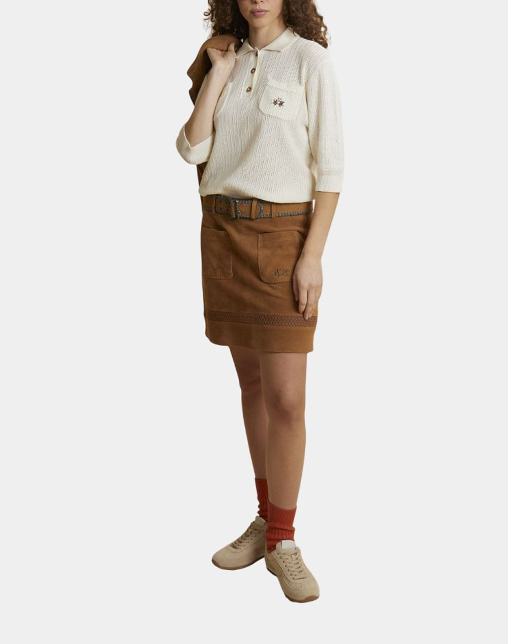 La Martina Μπλούζα Πλεκτη Κμ Woman Polo Sweater Cotton Yarn 3Lmwcs002-00002 Offwhite Γυναικεία ρούχα μπλούζες Politikos Shop Πολιτικός