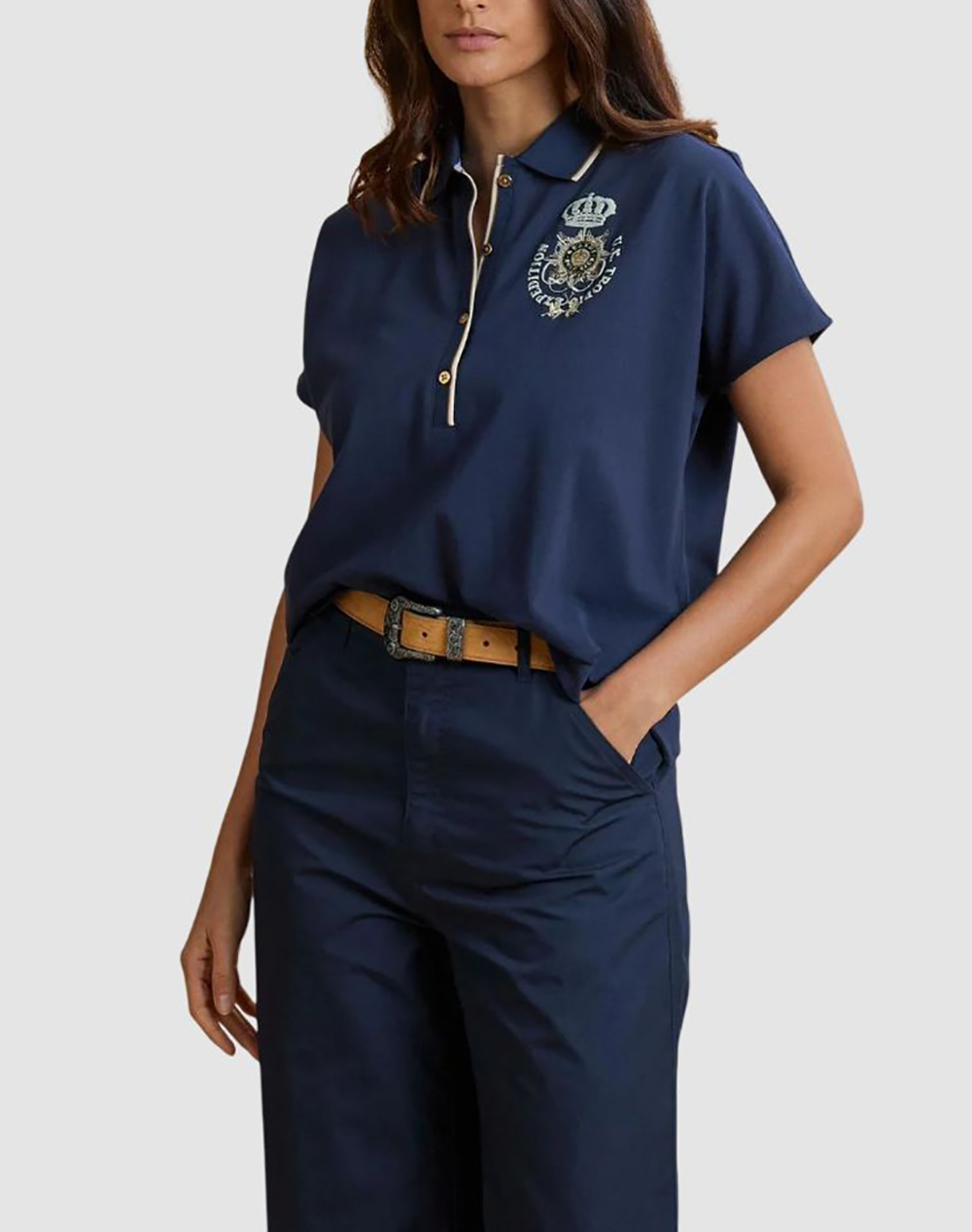 LA MARTINA ΜΠΛΟΥΖΑ ΠΟΛΟ ΚΜ WOMAN POLO S/S PIQUET STRETCH 3LMWCPG31-07017 NavyBlue
