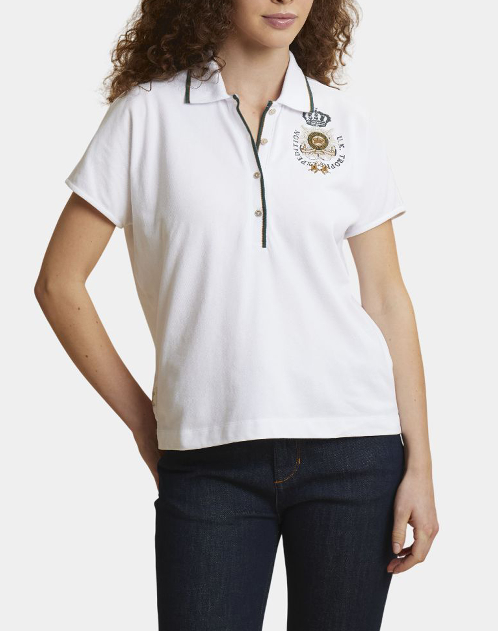 LA MARTINA ΜΠΛΟΥΖΑ ΠΟΛΟ ΚΜ WOMAN POLO S/S PIQUET STRETCH 3LMWCPG31-00001 White