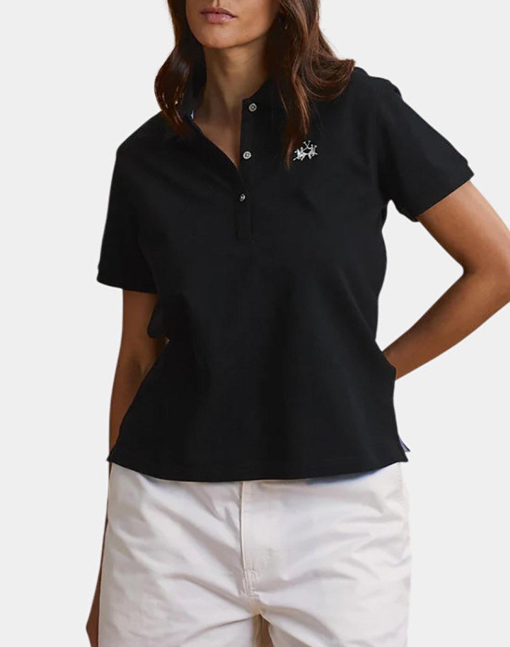 LA MARTINA ΜΠΛΟΥΖΑ ΠΟΛΟ ΚΜ WOMAN POLO S/S 30/1 COTTON PIQ 3LMWCP006-09999 Black