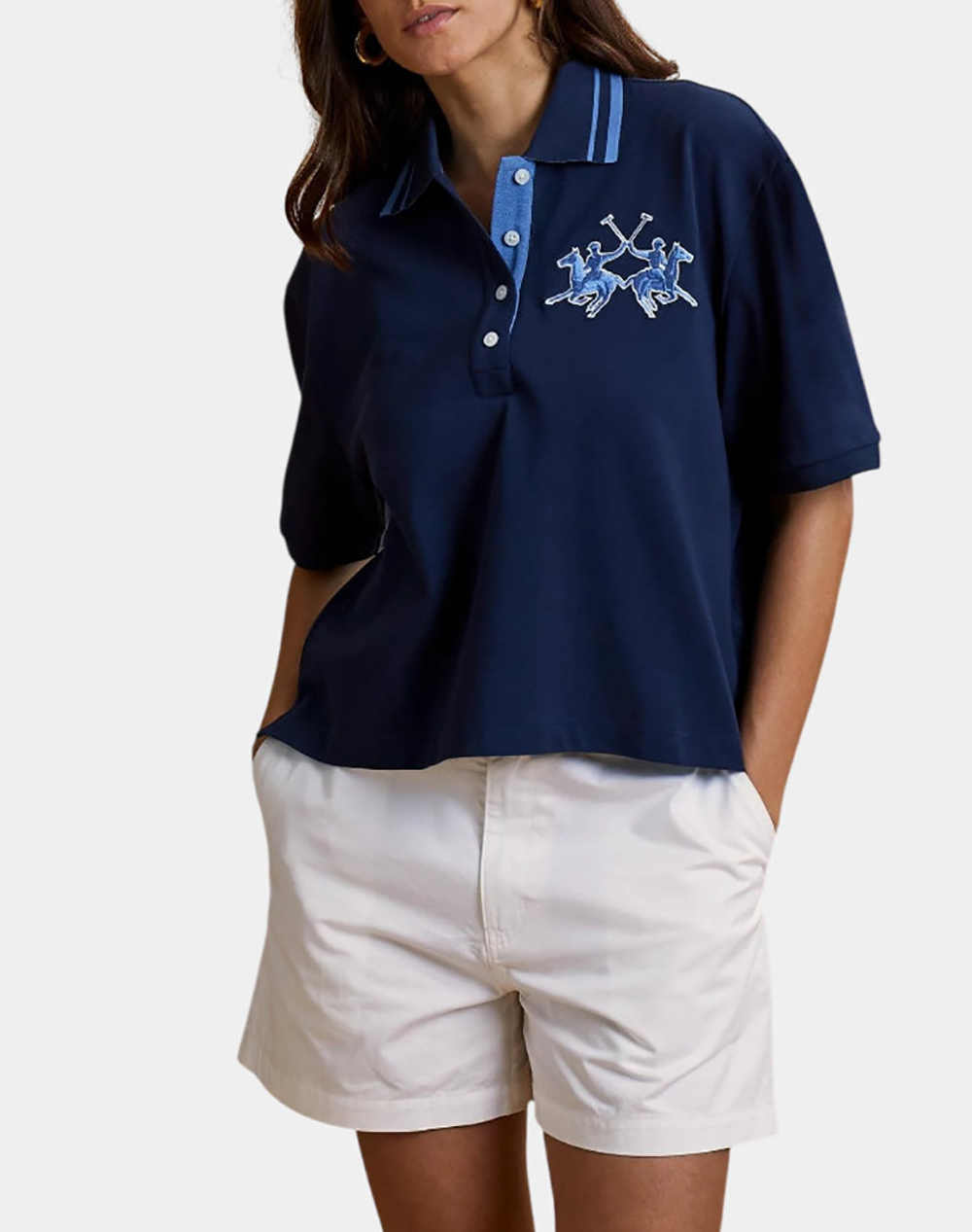 LA MARTINA ΜΠΛΟΥΖΑ ΠΟΛΟ ΚΜ WOMAN S/S POLO COTTON PIQUET 3LMWCP007-07017 NavyBlue