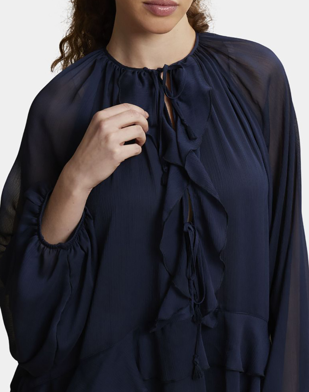La Martina Φόρεμα Woman Dress L S Chiffon Crinck 3Lmwcd002-Vl079-07017 Darkblue Γυναικεία ρούχα φορέματα Politikos Shop Πολιτικός