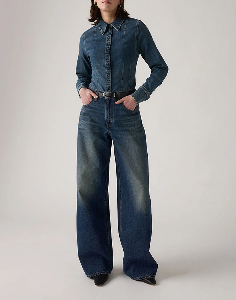 Levis XL Straight A8701-0030-0030 Denimdarkblue Γυναικεία ρούχα παντελόνια Jean 5P Cargo Politikos Shop Πολιτικός