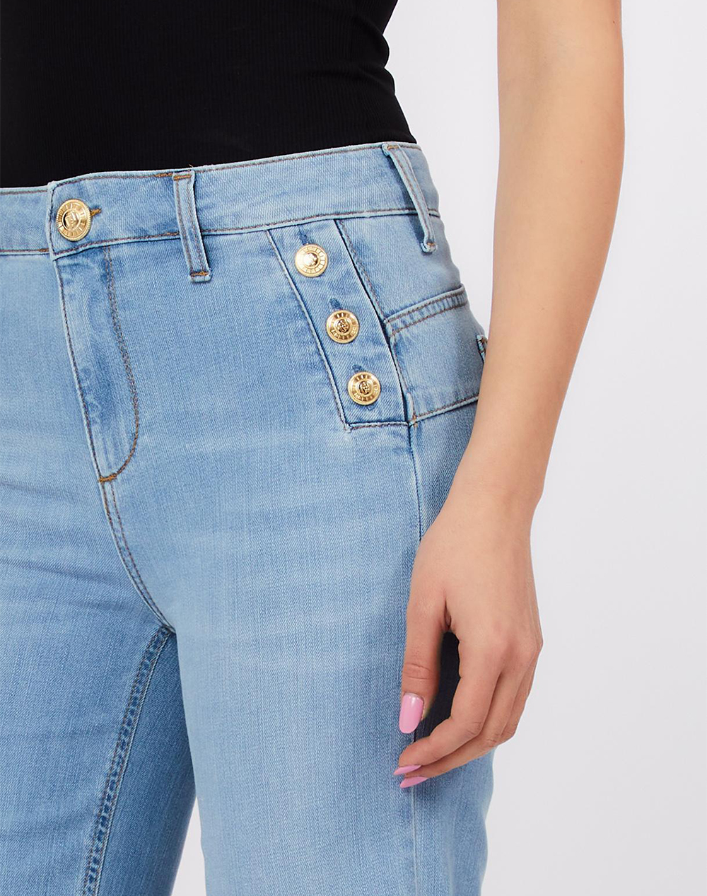 Liu Jo Denim Ua6D48 B Up Flare Button Hw Παντελόνι Γυναικείο Ua6162D0275-78987 Denimlightblue Γυναικεία ρούχα παντελόνια Jean 5P Cargo Politikos Shop 