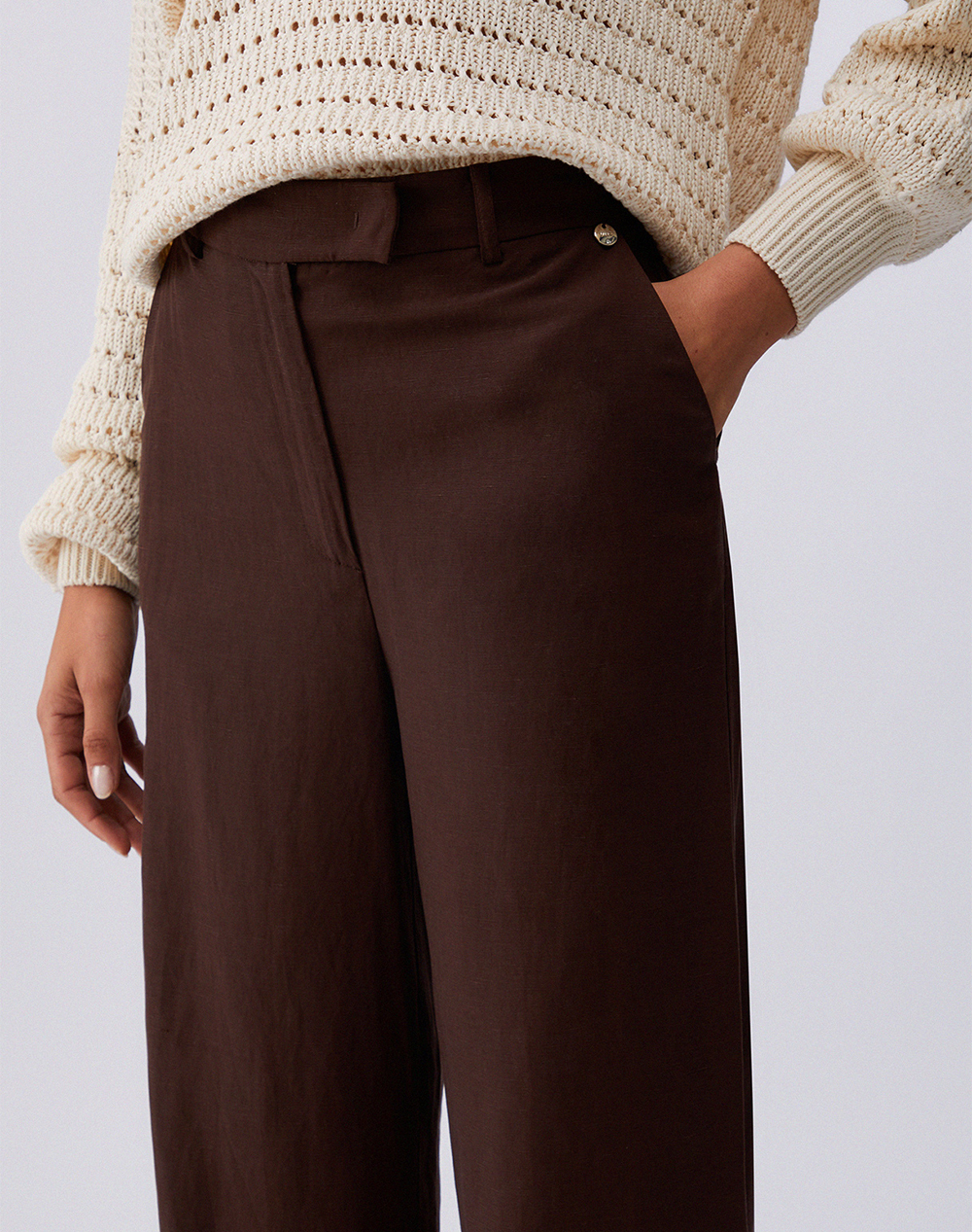 Liu Jo White Wa6C62 Pant Ts Ppt Lungo Sacher Παντελόνι Γυναικείο Wa6480T48181109-91109 Darkbrown Γυναικεία ρούχα παντελόνια Υφασματινα Politikos Shop 