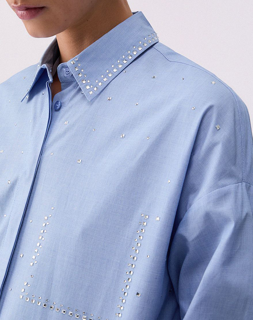 Liu Jo Black Ca6C30 Camicia Ricamata Πουκαμισο Γυναικείο Ca6168T520A-P9653 Lightblue Γυναικεία ρούχα πουκάμισα Politikos Shop Πολιτικός