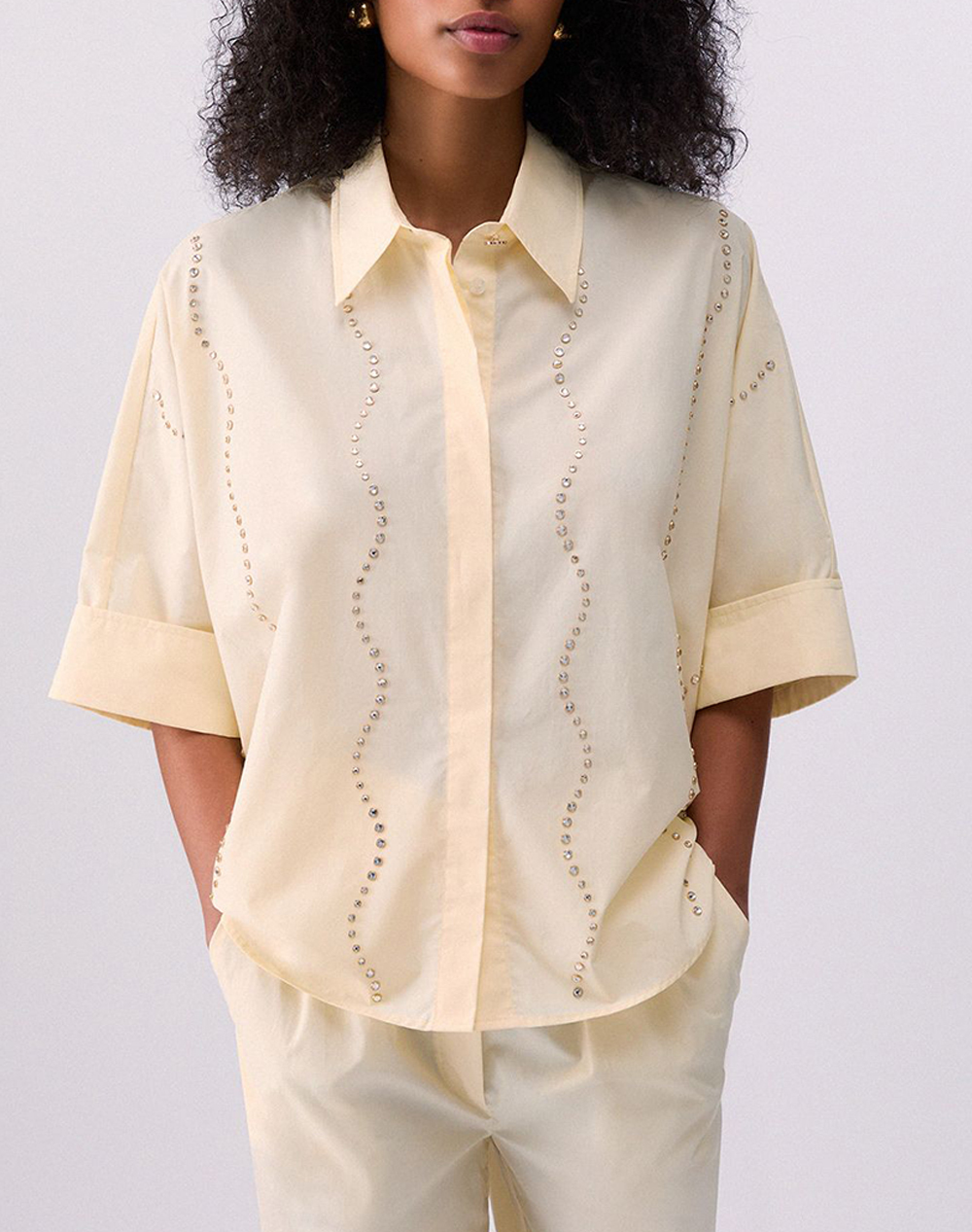 LIU JO BLACK_CA6C54_ECS CAMICIA C/RICAMO ΠΟΥΚΑΜΙΣΟ ΓΥΝΑΙΚΕΙΟ CA6345TS246-P9640 LightYellow