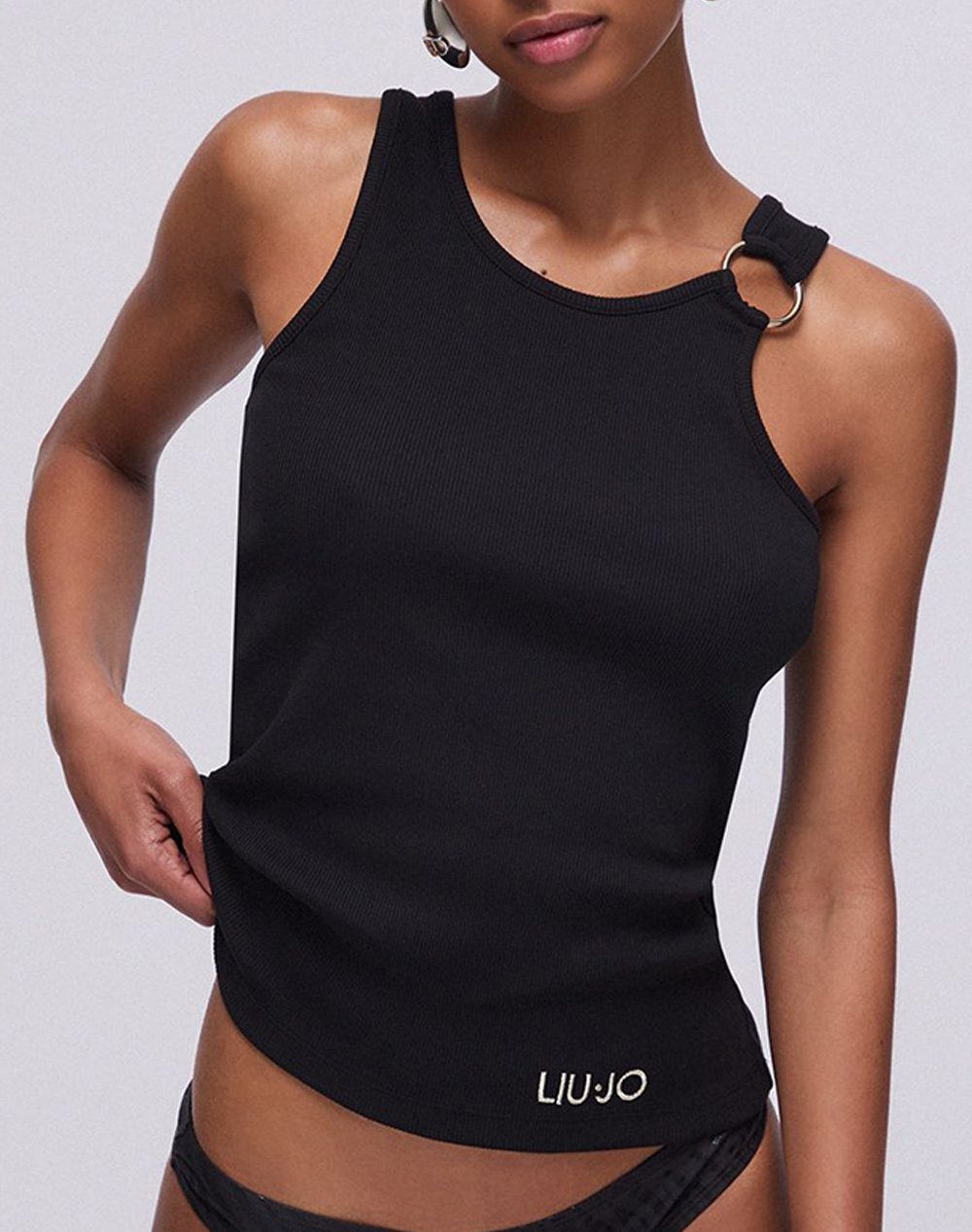 LIU JO BEACHWEAR_VA6J05_TOP JERSEY COSTINA ΜΠΛΟΥΖΑ ΓΥΝΑΙΚΕΙΟ VA6122J4822-22222 Black