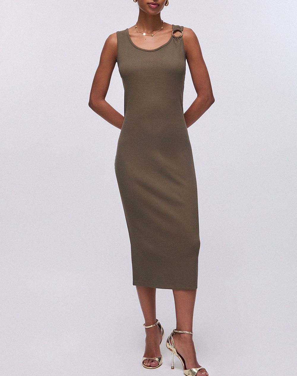 LIU JO BEACHWEAR_VA6J05_ABITO JERSEY COSTINA ΦΟΡΕΜΑ ΓΥΝΑΙΚΕΙΟ VA6129J4822-X0763 Khaki