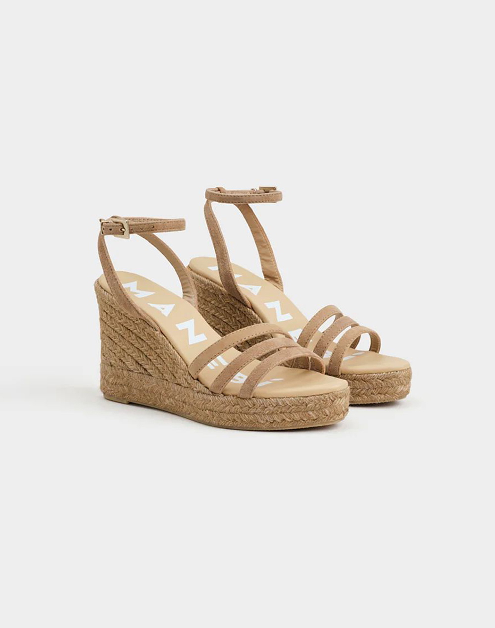 MANEBI W 1.6 WY, THREE BANDS WEDGE ESPADRILLES, VINTAGE TAUPE ON TONE W 1.6 WY-W 1.6 Tan φωτογραφία