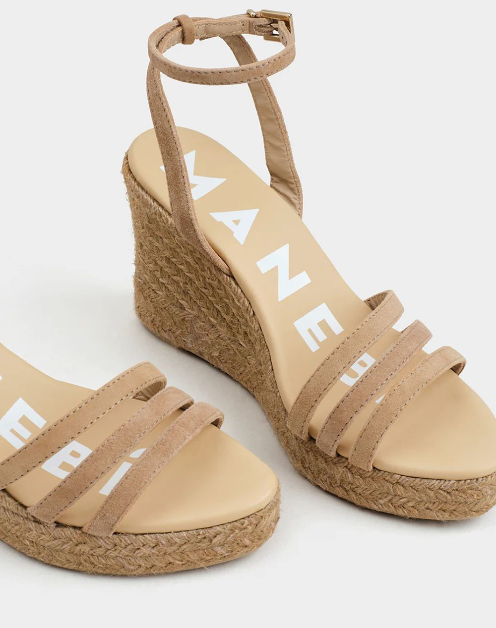 MANEBI W 1.6 WY, THREE BANDS WEDGE ESPADRILLES, VINTAGE TAUPE ON TONE W 1.6 WY-W 1.6 Tan φωτογραφία