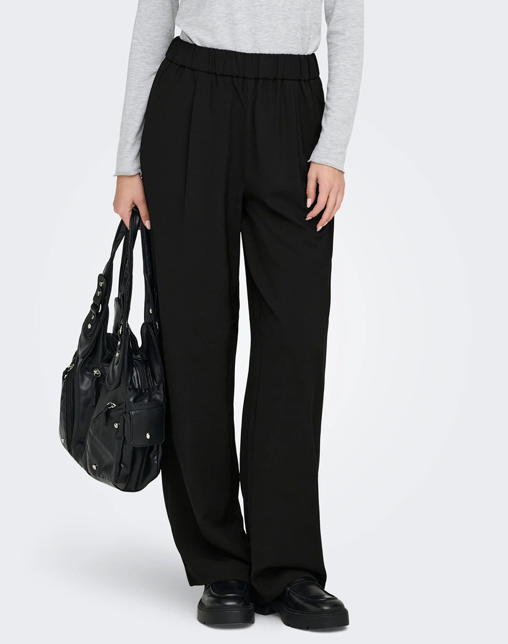ONLY ONLSVEA LIFE HW PULL-UP PANT PNT 15360389-BLACK Black