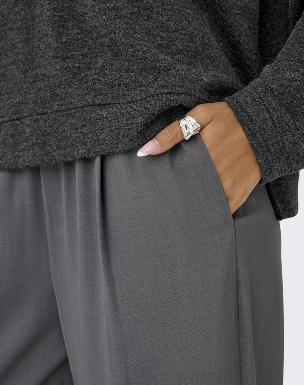 ONLY ONLSVEA LIFE HW PULL-UP PANT PNT 15360389-Dark Grey Melange DarkGray φωτογραφία