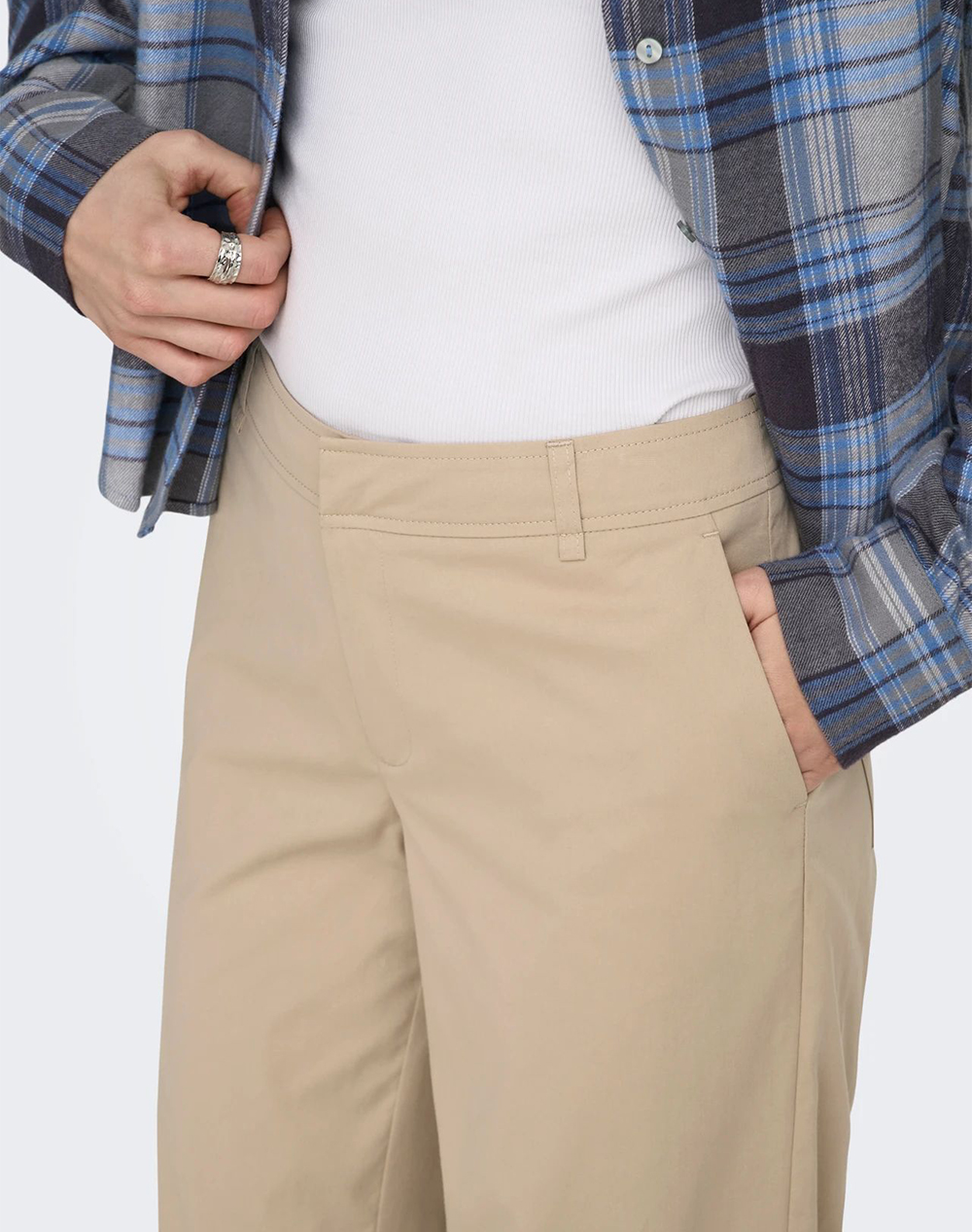 Only Onltanny Lw Wide Chino Pant Cc Pnt 15364079-Safari Biege Γυναικεία ρούχα παντελόνια Chinos Politikos Shop Πολιτικός