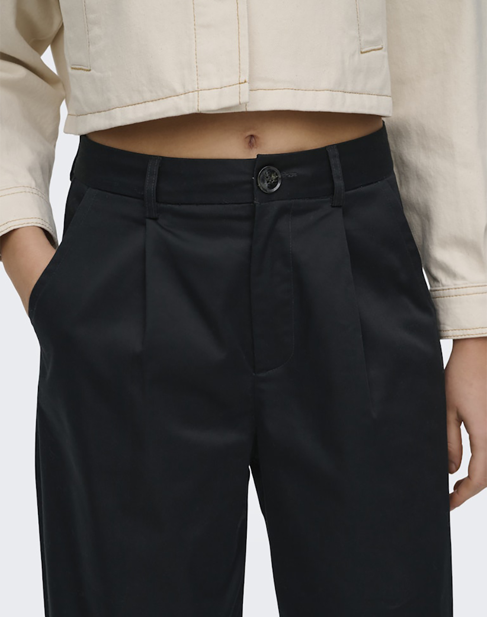 Only Onlcasil Hw Ank Barrel Chino Pant Cc Pnt 15368213-Black Black Γυναικεία ρούχα παντελόνια Chinos Politikos Shop Πολιτικός
