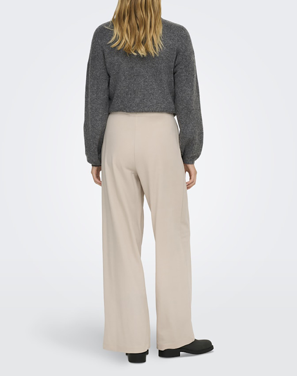 ONLY ONLY ONLSAKURA LOOSE PULL UP PANTS WVN 15366882-Chateau Gray Biege - 2