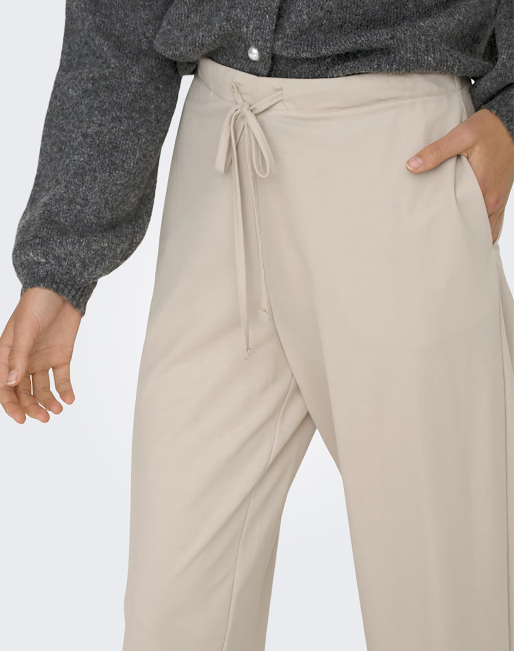 Only Onlsakura Loose Pull Up Pants Wvn 15366882-Chateau Gray Biege Γυναικεία ρούχα παντελόνια Υφασματινα Politikos Shop Πολιτικός