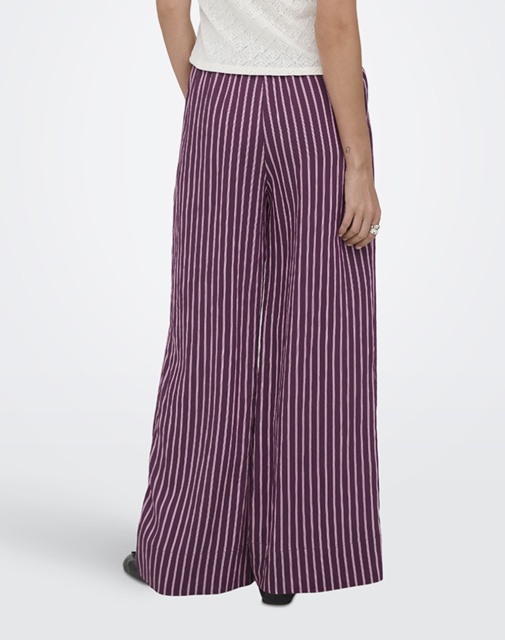 ONLY ONLY ONLMELDOLA LONG STRIPED WIDE PANTS WVN 15372624-Grape WineROMANCE ROSE Purple - 2