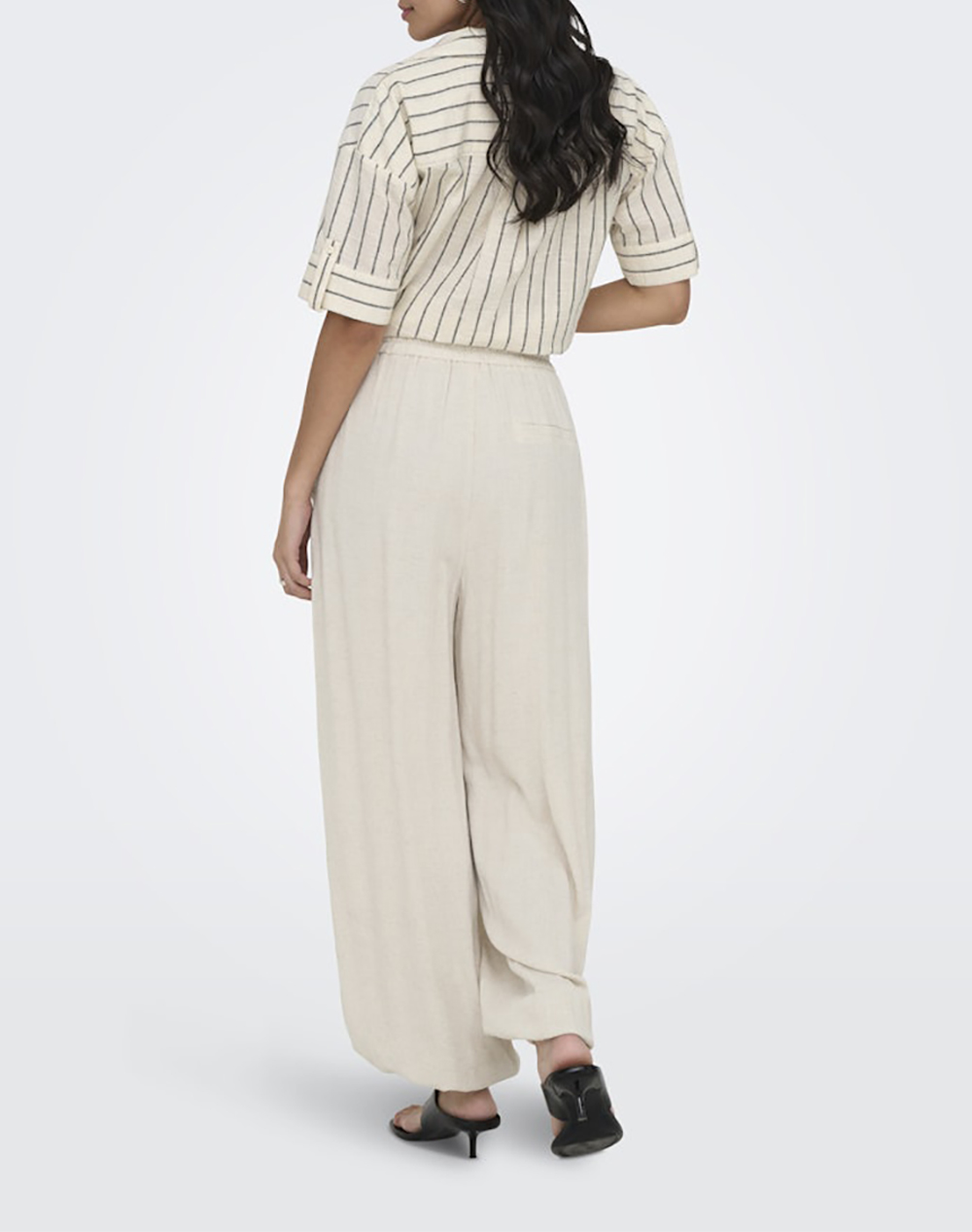 ONLY ONLY ONLSIESTA MW LINEN BL BAGGY BARREL PNT 15373197-Moonbeam Biege - 2