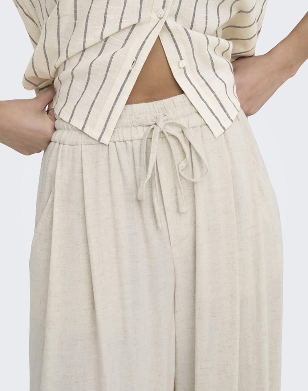 Only Onlsiesta Mw Linen Bl Baggy Barrel Pnt 15373197-Moonbeam Biege Γυναικεία ρούχα παντελόνια παντελόνι Φορμας Politikos Shop Πολιτικός