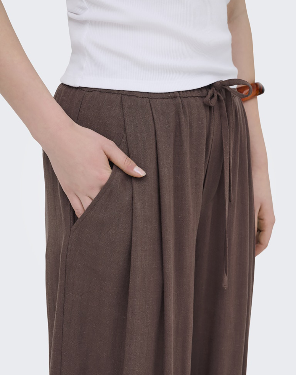 Only Onlsiesta Mw Linen Bl Baggy Barrel Pnt 15373197-Shopping Bag Brown Γυναικεία ρούχα παντελόνια παντελόνι Φορμας Politikos Shop Πολιτικός