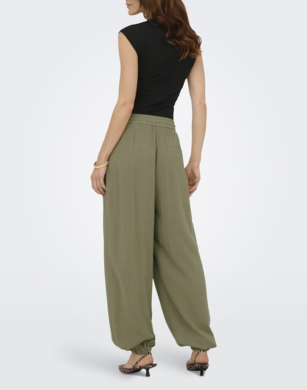 ONLY ONLY ONLSIESTA MW LINEN BL BAGGY BARREL PNT 15373197-Mermaid Olive - 2