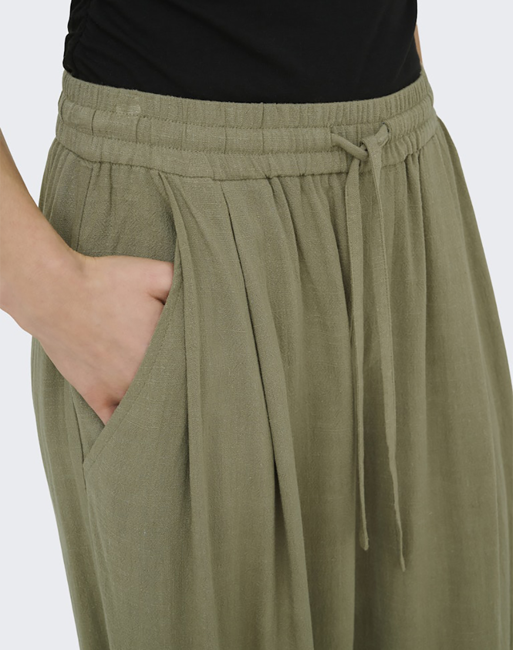 Only Onlsiesta Mw Linen Bl Baggy Barrel Pnt 15373197-Mermaid Olive Γυναικεία ρούχα παντελόνια παντελόνι Φορμας Politikos Shop Πολιτικός