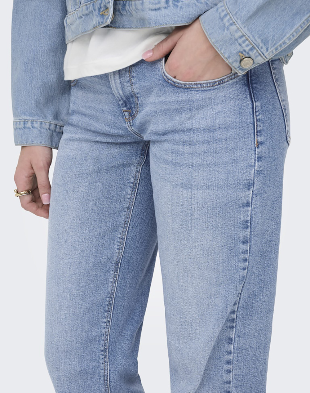 Only Onllopez Low Waist Straight Dnm Tai476 15343592-Light Blue Denim Denimlightblue Γυναικεία ρούχα παντελόνια Jean 5P Cargo Politikos Shop Πολιτικός