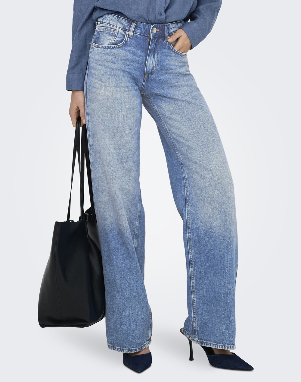 ONLY ONLHOPE LOW WAIST WIDE DNM TAI194 15340011-Light Medium Blue Denim DenimLightBlue