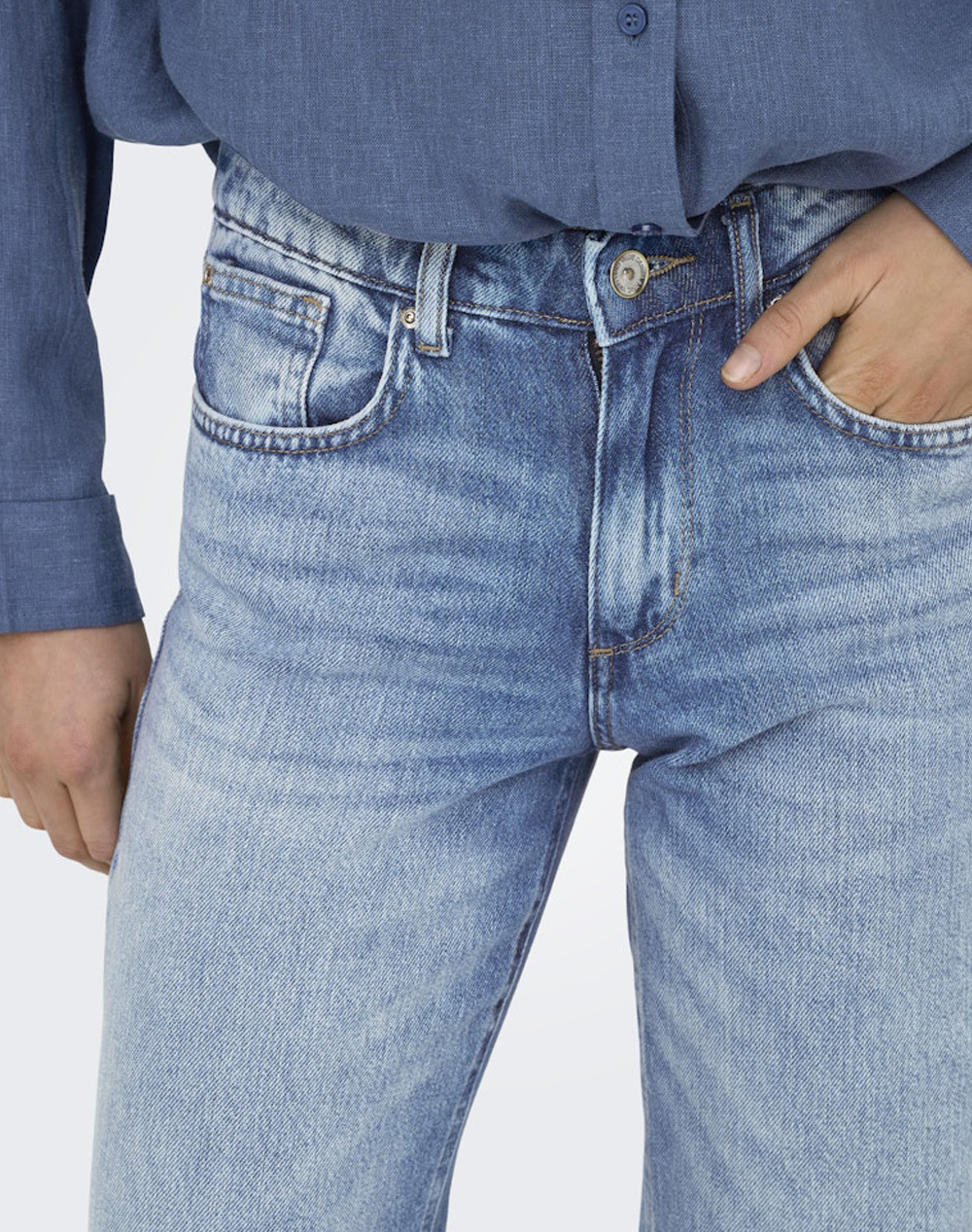 Only Onlhope Low Waist Wide Dnm Tai194 15340011-Light Medium Blue Denim Denimlightblue Γυναικεία ρούχα παντελόνια Jean 5P Cargo Politikos Shop 