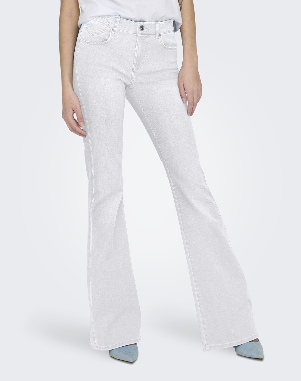 ONLY ONLREESE REG RETRO FLARED DNM BOX 15309845-White Denim White