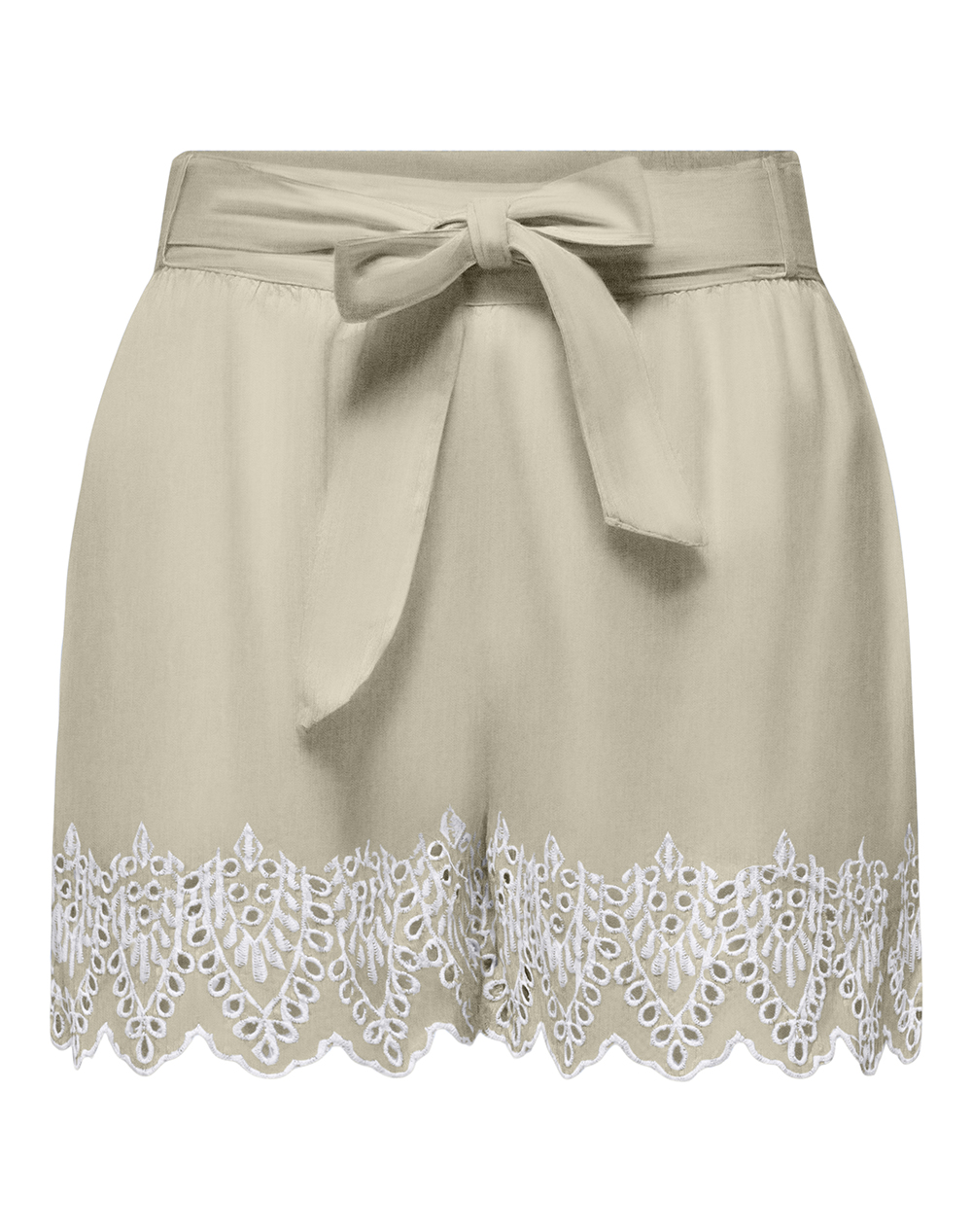 ONLY ONLTULUM EMB LOOSE BELT SHORTS WVN 15368893-Olive GrayBRIGHT WHITE EMB Biege