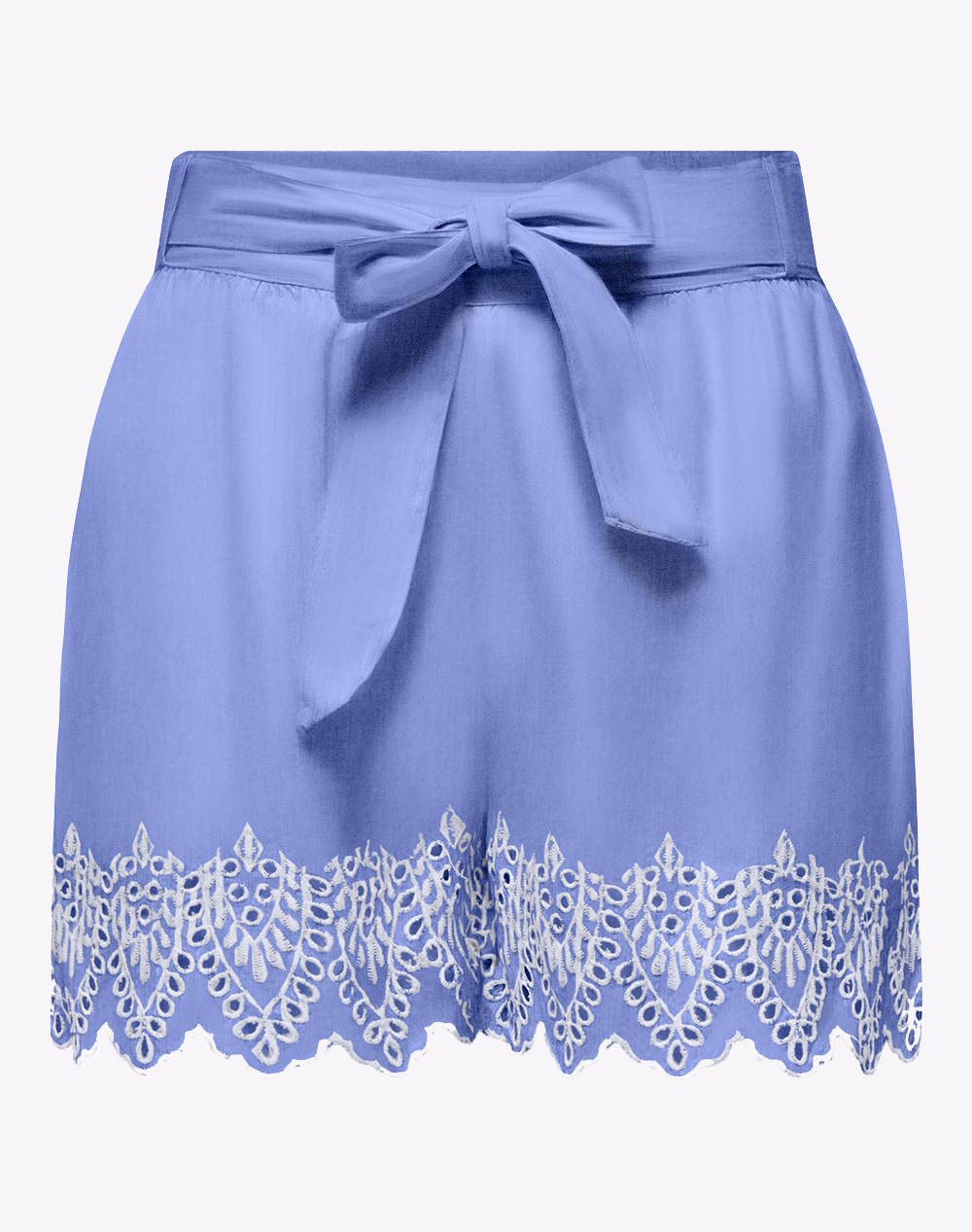 ONLY ONLTULUM EMB LOOSE BELT SHORTS WVN 15368893-Blue BonnetBRIGHT WHITE EMB BlueViolet