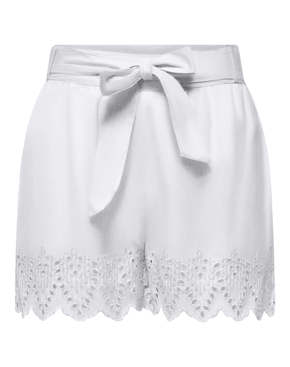 ONLY ONLTULUM EMB LOOSE BELT SHORTS WVN 15368893-Bright WhiteBRIGHT WHITE EMB White