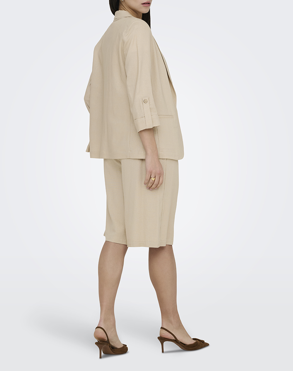 ONLY ONLY ONLGOA 3/4 UNLINE LINEN BL BLAZER CC TLR 15363727-Oxford Tan Tan - 2