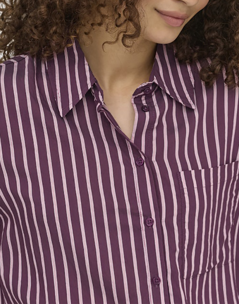 Only Onlmeldola L S Reg Striped Shirt Wvn 15372621-Grape Wineromance Rose Redwine Γυναικεία ρούχα πουκάμισα Politikos Shop Πολιτικός
